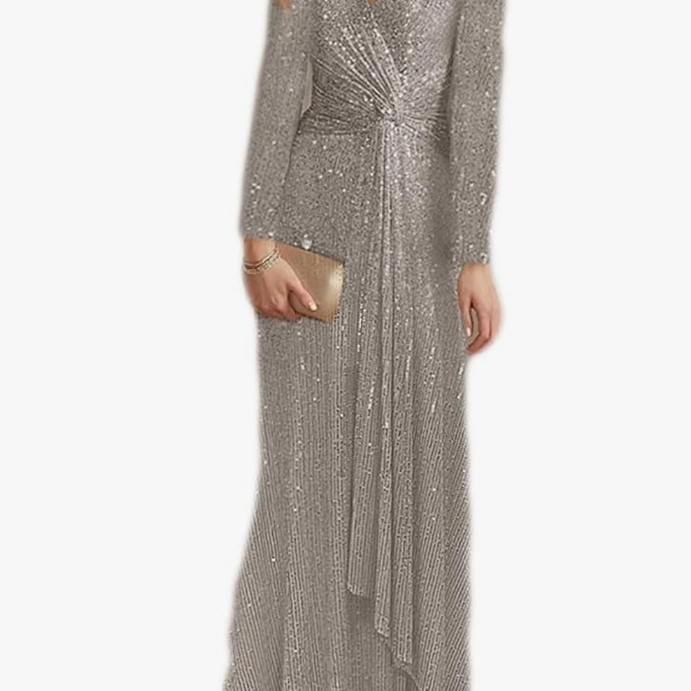 Elegant Silver Evening Gown